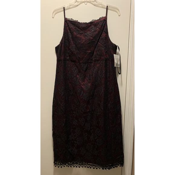 Women’s red and black Mid-length Spaghetti Straps Dress By Rampage size 12 NWT - Picture 4 of 8